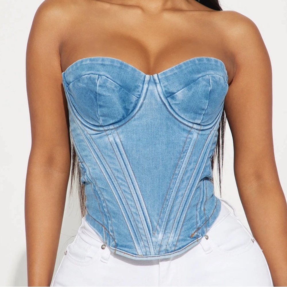 Denim corset top
